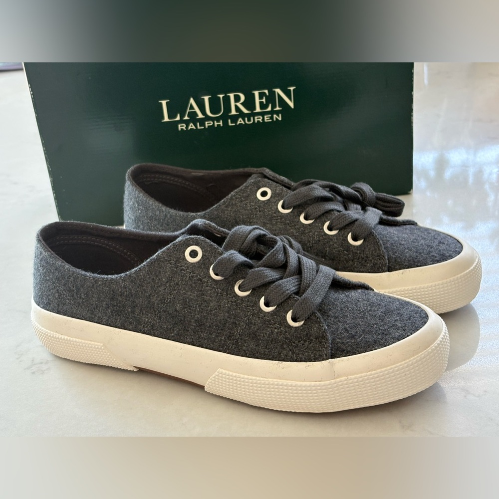 New Ralph Lauren Gray Sneakers with Wool Upper
